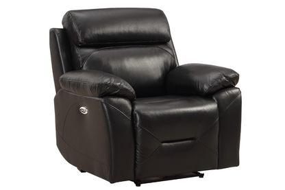 Renato Genuine Leather Black Electric Power Recliner 2+1 Seater Sofa Set