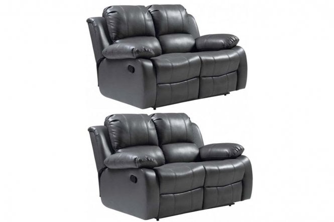 Valencia Grey Leather Manual Recliner 2+2 Seater Sofa Set