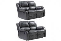 Valencia Grey Leather Manual Recliner 2+2 Seater Sofa Set