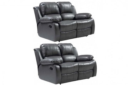 Valencia Grey Leather Manual Recliner 2+2 Seater Sofa Set