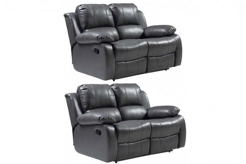 Valencia Grey Leather Manual Recliner 2+2 Seater Sofa Set