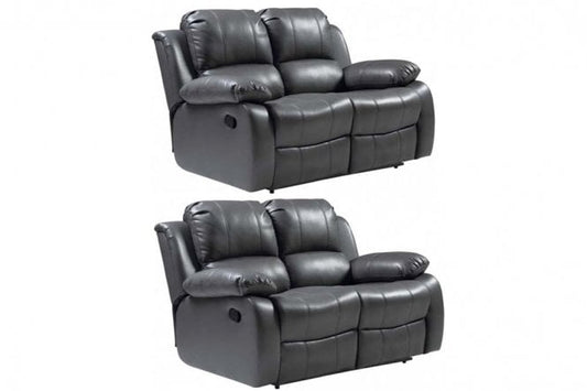 Valencia Grey Leather Manual Recliner 2+2 Seater Sofa Set
