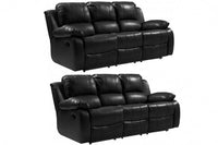 Valencia Black Leather Manual Recliner 3+3 Seater Sofa Set