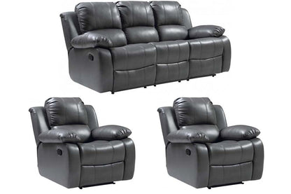 Valencia Grey Leather Manual Recliner 3+1+1 Seater Sofa Set