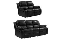 Valencia Black Leather Manual Recliner 3+2 Seater Sofa Set