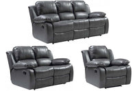 Valencia Grey Leather Manual Recliner 3+2+1 Seater Sofa Set