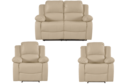 Valencia Cream Leather Manual Recliner 2+1+1 Seater Sofa Set