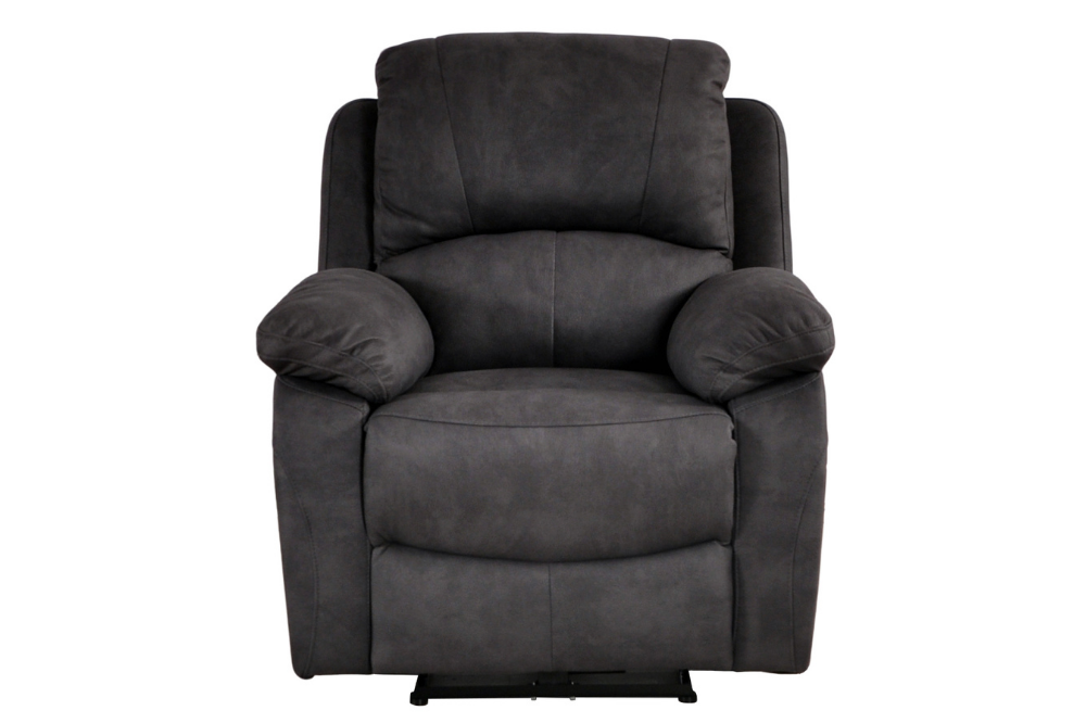 Grey recliner armchair on a white background
