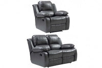 Valencia Grey Leather Manual Recliner 2+1 Seater Sofa Set