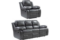 Valencia Grey Leather Manual Recliner 3+1 Seater Sofa Set