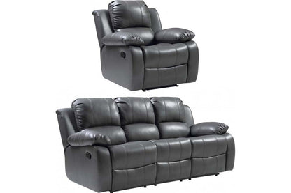 Valencia Grey Leather Manual Recliner 3+1 Seater Sofa Set