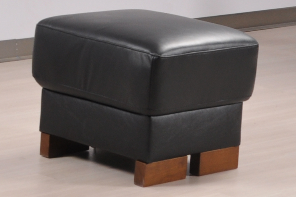 Dalmore Genuine Leather Black Footstool