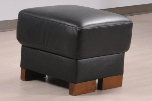 Dalmore Genuine Leather Black Footstool - Furniture Instore