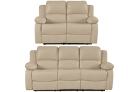 Valencia Cream Leather Manual Recliner 3+2 Seater Sofa Set
