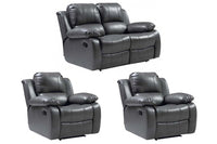 Valencia Grey Leather Manual Recliner 2+1+1 Seater Sofa Set