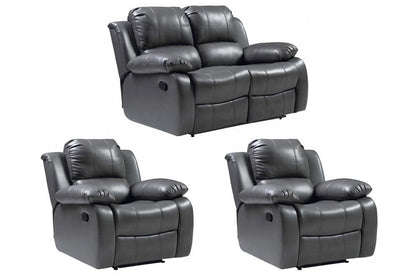 Valencia Grey Leather Manual Recliner 2+1+1 Seater Sofa Set