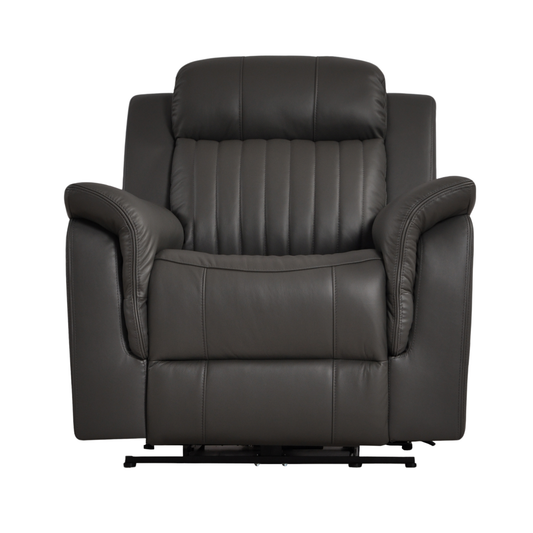 Cidliano grey armchair front-facing on a white background, showcasing its modern design and fabric upholstery.
