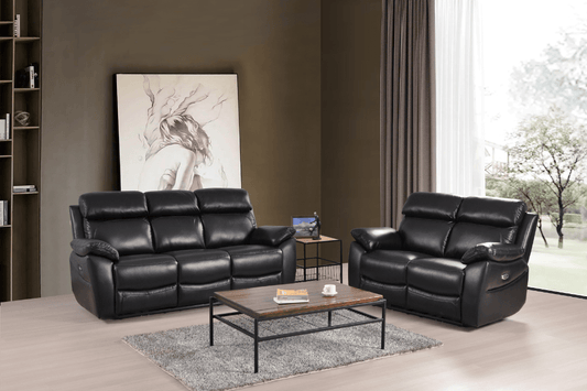 Dandrea Genuine Leather Black Electric Power Recliner 3+2 Seater Sofa Set - Furniture Instore