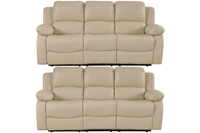 Valencia Cream Leather Manual Recliner 3+3 Seater Sofa Set