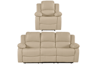 Valencia Cream Leather Manual Recliner 3+1 Seater Sofa Set
