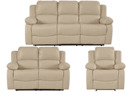 Valencia Cream Leather Manual Recliner 3+2+1 Seater Sofa Set