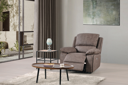 Maple Brown Suede Fabric Electric Recliner 2+1+1 Seater Sofa Set