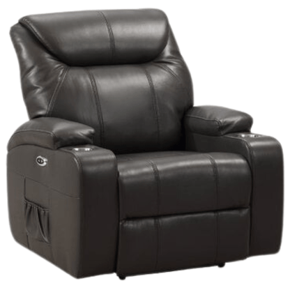 Cinema Grey Electric Leather 3+2+1 Recliner Sofa Set With Two Cup Holders - Furniture Instore