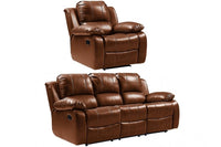 Valencia Tan Leather Manual Recliner 3+1 Seater Sofa Set