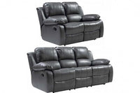 Valencia Grey Leather Manual Recliner 3+2 Seater Sofa Set