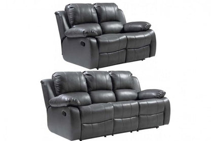 Valencia Grey Leather Manual Recliner 3+2 Seater Sofa Set