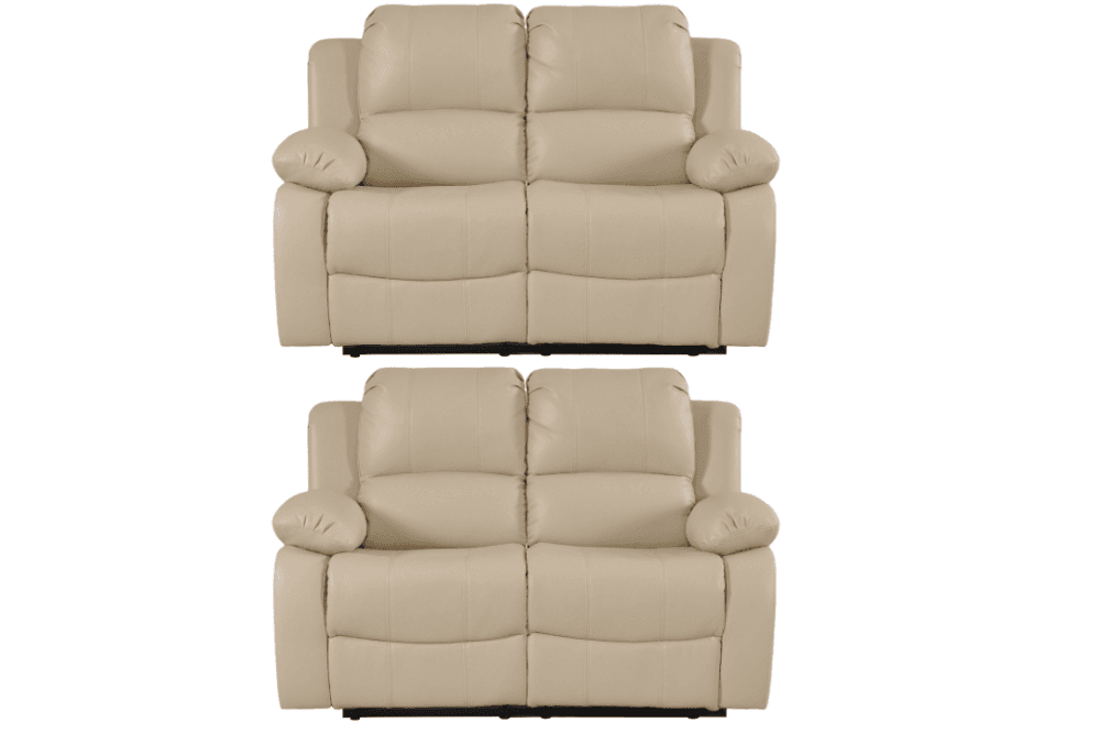 Valencia Cream Leather Manual Recliner 2+2 Seater Sofa Set