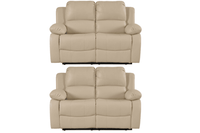 Valencia Cream Leather Manual Recliner 2+2 Seater Sofa Set
