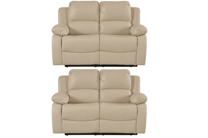 Valencia Cream Leather Manual Recliner 2+2 Seater Sofa Set