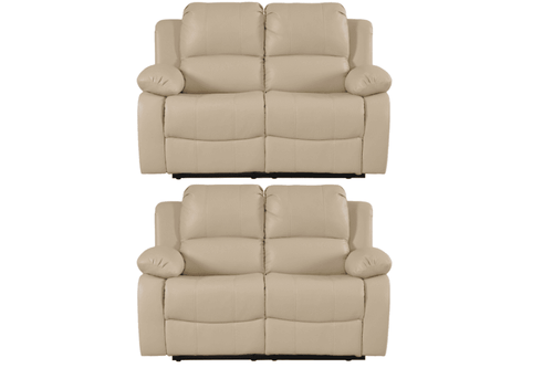 Valencia Cream Leather Manual Recliner 2+2 Seater Sofa Set