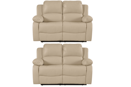 Valencia Cream Leather Manual Recliner 2+2 Seater Sofa Set