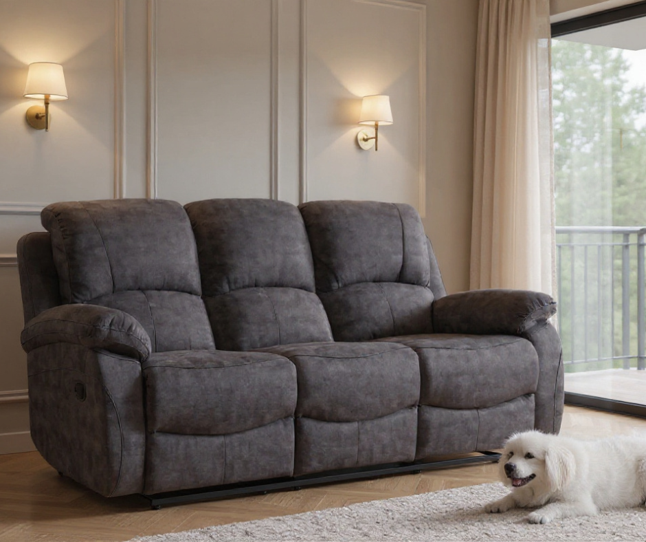 Roma Grey Fabric Electric Recliner 3+1 Seater Sofa Set