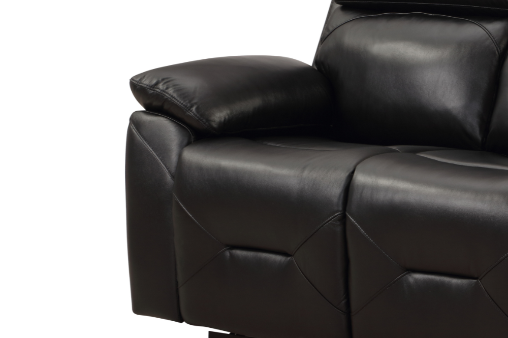 Renato Genuine Leather Black Electric Power Recliner 2+1 Seater Sofa Set