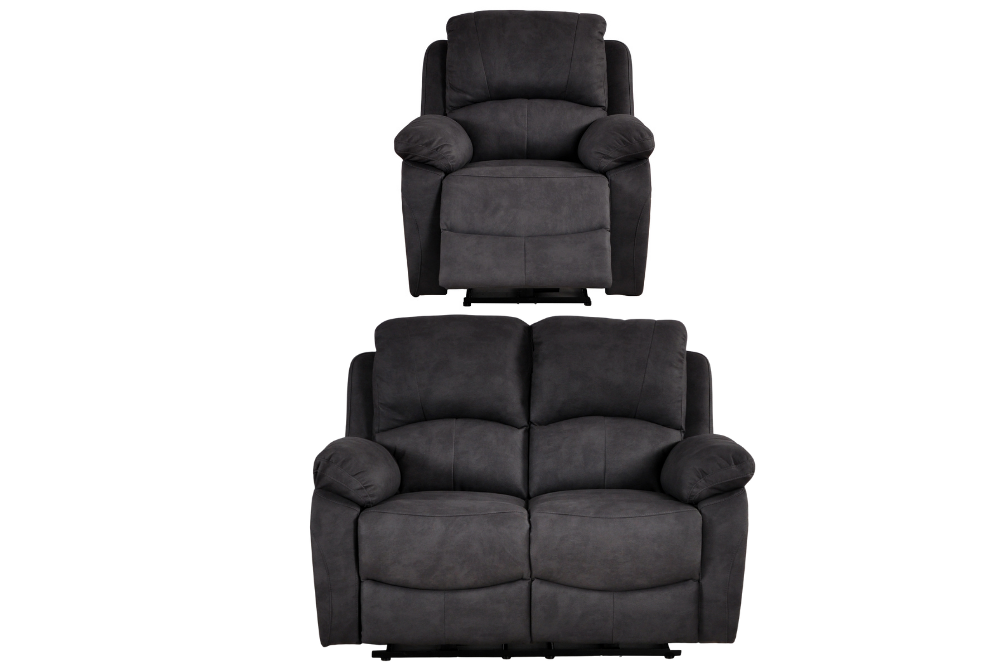 Roma Grey Fabric Electric Recliner 2+1 Seater Sofa