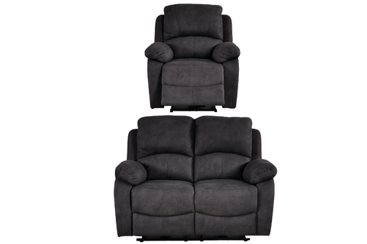 Roma Grey Fabric Electric Recliner 2+1 Seater Sofa