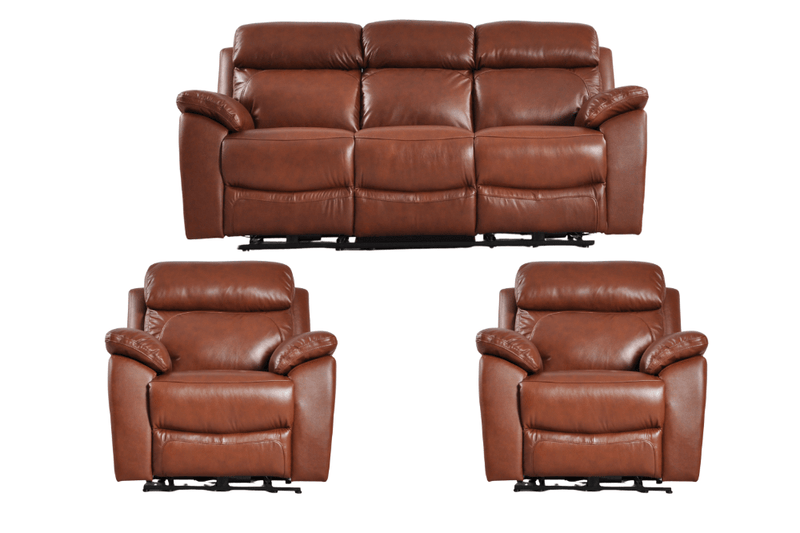 Dandrea Genuine Leather Tan Electric Power Recliner 3+1+1 Seater Sofa Set - Furniture Instore