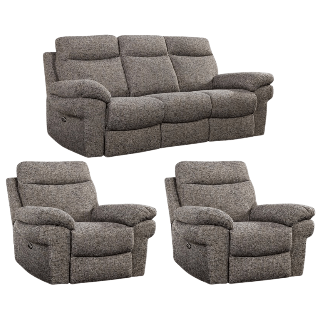 Tanya Brown Fabric Electric Recliner 3+1+1 Seater Sofa Set - Furniture Instore
