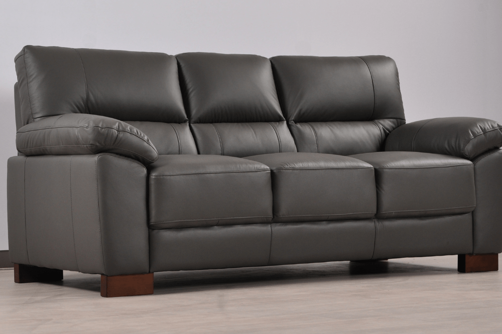Dalmore Genuine Leather Grey 3+1 Seater Sofa Set - Furniture Instore