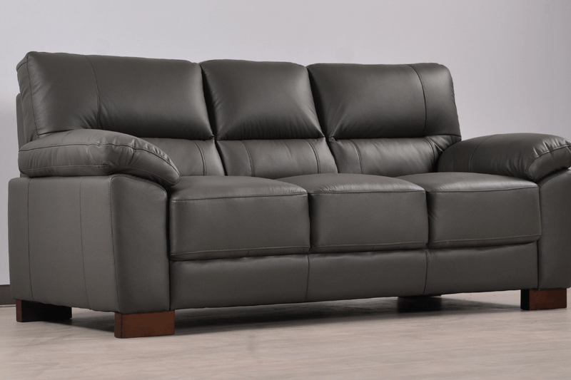 Dalmore Genuine Leather Grey 3+1 Seater Sofa Set - Furniture Instore