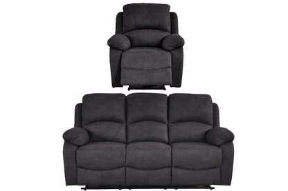 Roma Grey Fabric Electric Recliner 3+1 Seater Sofa Set