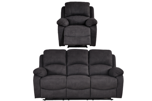 Roma Grey Fabric Electric Recliner 3+1 Seater Sofa Set
