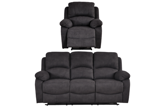 Roma Grey Fabric Electric Recliner 3+1 Seater Sofa Set