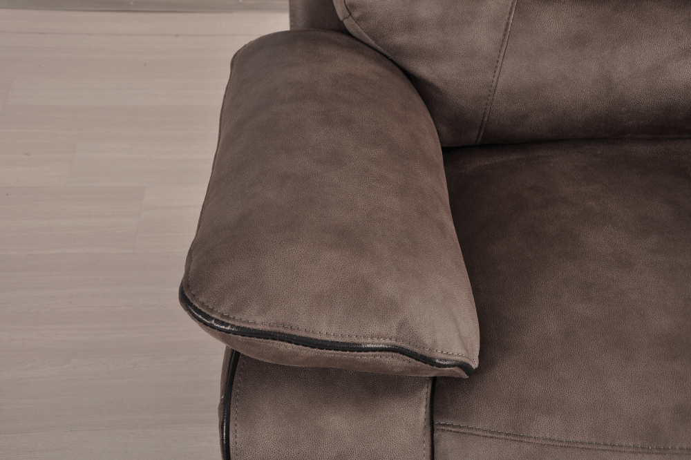 Foster Brown Fabric Electric Recliner 3+3 Seater Sofa Set - Furniture Instore