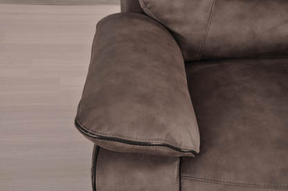Foster Brown Fabric Electric Recliner 3+3 Seater Sofa Set - Furniture Instore