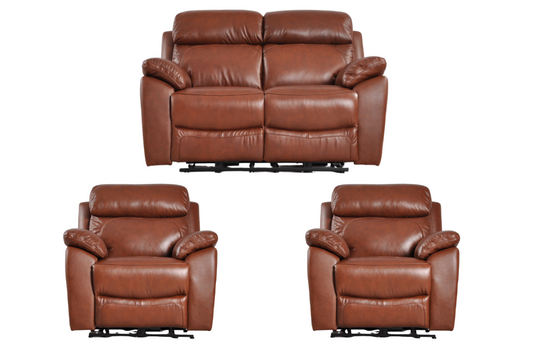 Dandrea Genuine Leather Tan  Electric Power Recliner 2+1+1 Seater Sofa Set
