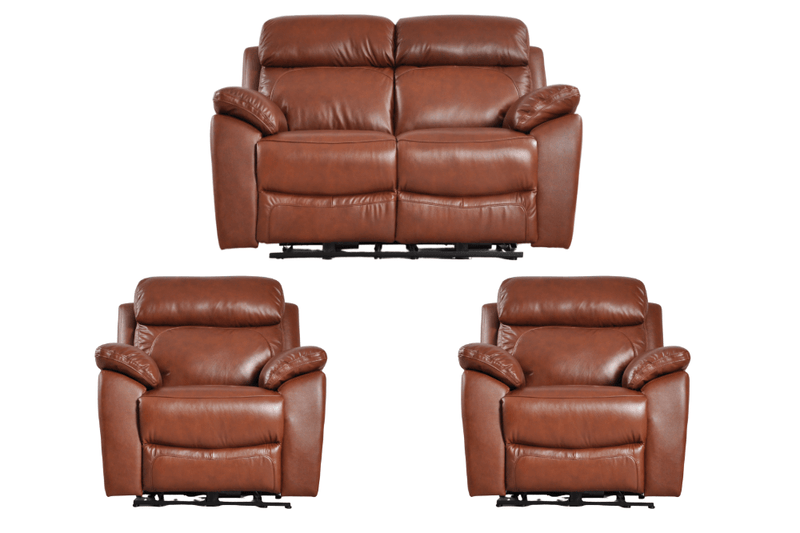 Dandrea Genuine Leather Tan Electric Power Recliner 2+1+1 Seater Sofa Set - Furniture Instore